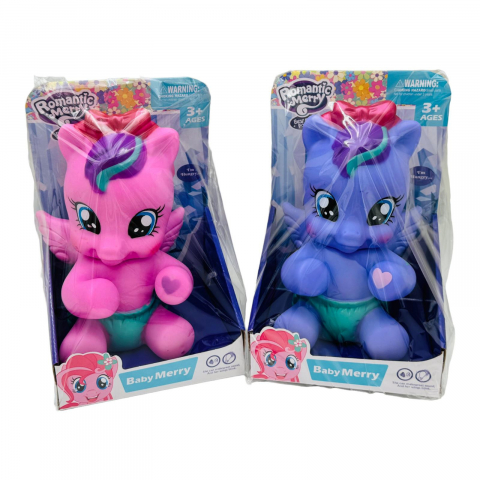 Figurine si animale din plastic - Bebelus ponei interactiv cu sunete gingase si lumini 215x14x12 cm jucarie copii 3 ani+,  