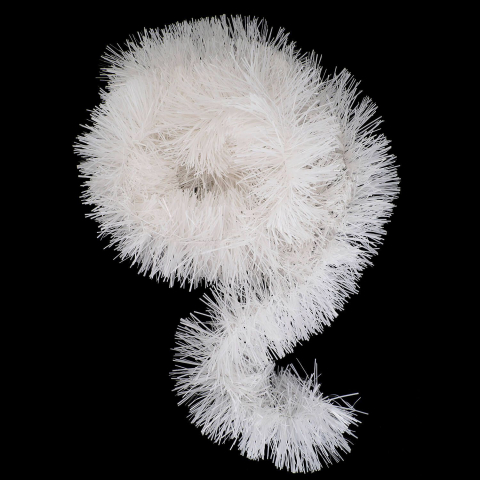 Articole pentru Craciun - Beteala alba lucioasa decorativa de Craciun 2 metri pentru brad si decor interior