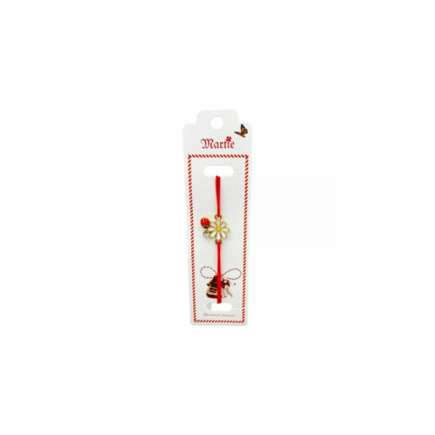 Martisor Bratara - Bratara Martisor, Floare cu gargarita, snur rosu elastic, model 2025