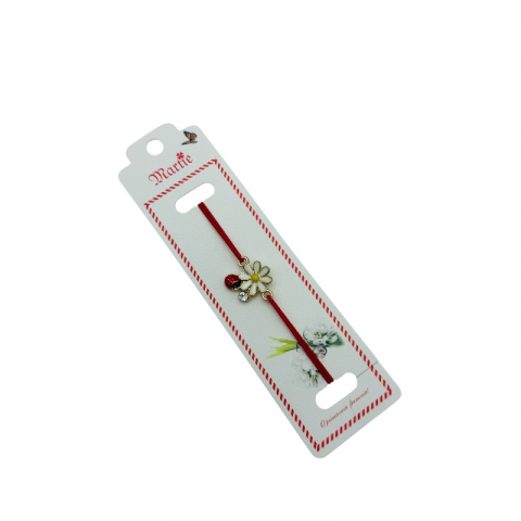 Bratara Martisor, Floare cu gargarita, snur rosu elastic, model 2025 [1]