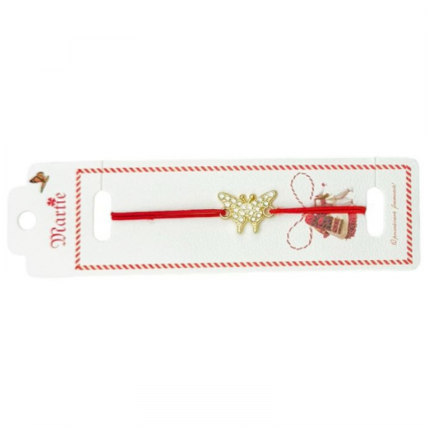 Bratara Martisor, Fluturas Gingas, snur rosu elastic, model 2025 [1]