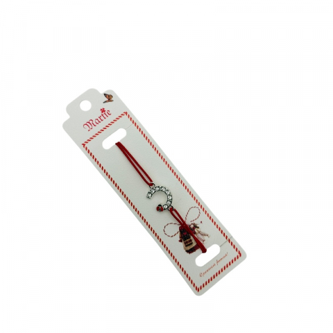 Bratara Martisor, Potcoava Norocoasa, snur rosu elastic, model 2025 [1]