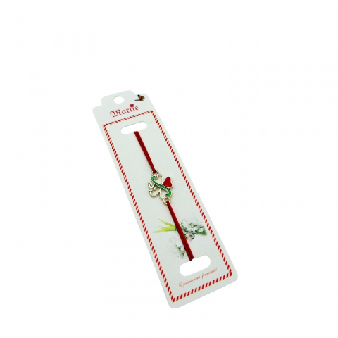 Martisor Bratara - Bratara Martisor, Trifoi Norocos, snur rosu elastic, model 2025