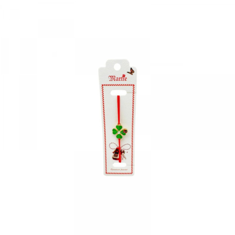 Martisor Bratara - Bratara Martisor, Trifoi Norocos, snur rosu elastic, model 2025