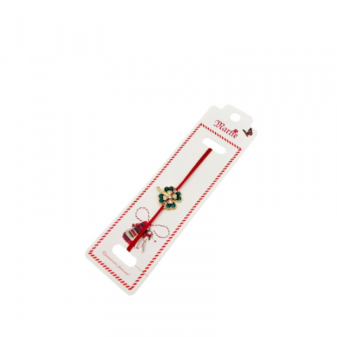 Martisor Bratara - Bratara Martisor, Trifoi Norocos, snur rosu elastic, model 2025