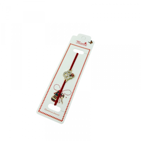 Martisor Bratara - Bratara Martisor, Trifoi Norocos, snur rosu elastic, model 2025