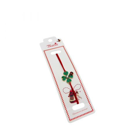 Bratara Martisor, Trifoi Norocos, snur rosu elastic, model 2025 [2]