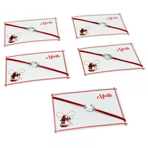 Set de 5 bratari reglabile Martisor, cu snur elastic si pandantiv Pisicuta Dragalasa – model 2025 [3]