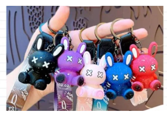 Jucarii, Copii & Bebe - Breloc Accesoriu cu figurina din silicon model Iepuras Adorabil, diverse culori,  