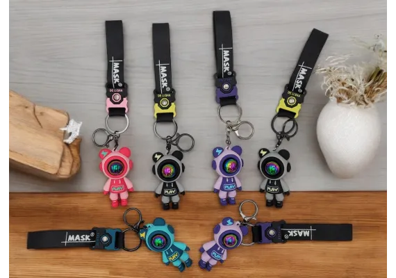 Jucarii, Copii & Bebe - Breloc Accesoriu cu figurina din silicon Ursulet Astronaut, multicolor, +3ani,  