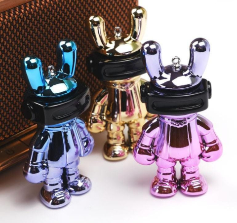 Breloc Accesoriu cu figurina Iepuraș cu ochelari VR, culori metalice,   [2]