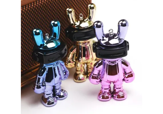 Jucarii, Copii & Bebe - Breloc Accesoriu cu figurina Iepuraș cu ochelari VR, culori metalice,  