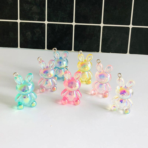 Breloc Accesoriu din silicon cu Figurina Iepuraș Dragut, diverse culori,   [3]