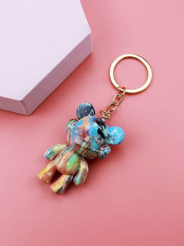 Breloc Accesoriu din silicon cu figurina Ursulet Graffiti, diverse culori,   [2]