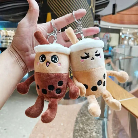 Jucarii de plus - Breloc din plus Bubble Tea cu manute si picioruse, 18cm