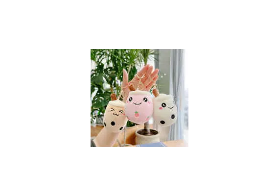 Jucarii de plus - Breloc din Plus Bubble Tea dragalas, expresii diverse, multicolor, 10cm, 