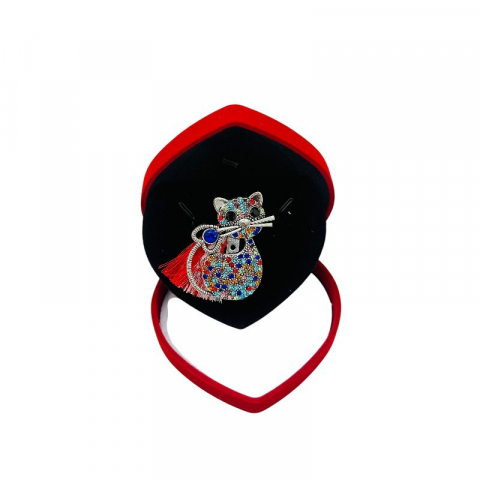 Brosa pisicuta de lux, sidefata cu pietre si ciucure pentru martisor, in cutie din catifea premium in forma de inima [1]