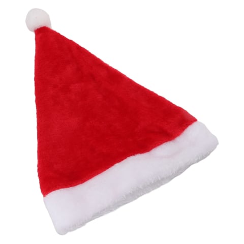 Articole pentru Craciun - Caciula Mos Craciun plusata, marime universala adult, rosu cu alb – accesoriu clasic de Craciun