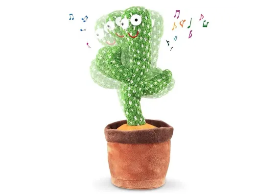 Jucarii de plus - Cactus interactiv din plus, repeta, canta, danseaza, incarcare USB, 30cm,  