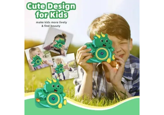 Jucarii, Copii & Bebe - Camera foto digitala pentru copii, model dragon, display IPS, USB, suport card SD, 11.5×11.5×6cm 