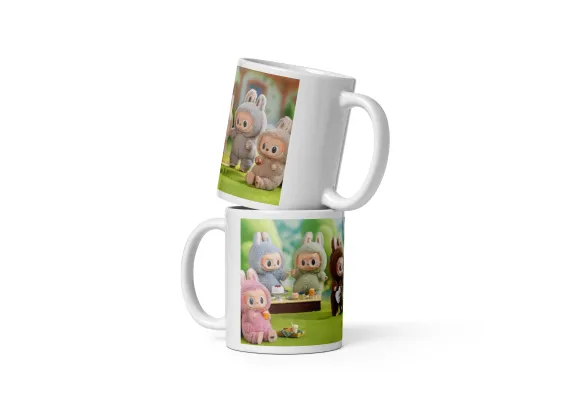 Cani cu Design si Personalizabile - Cana ceramica 330 ml cu model Labubu in tabara de vara 