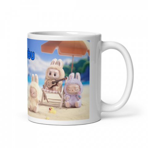 Cana ceramica 330 ml cu model Labubu pe plaja [6]