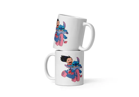 Cani cu Design si Personalizabile - Cana ceramica cu aventura pe doua roti – Cadou special – 330 ml 