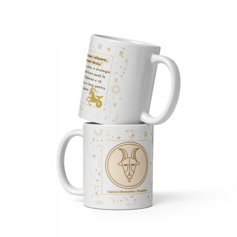 Cana personalizata „Capricorn – Ambitie si Determinare” – 11 oz. 330ml  [1]