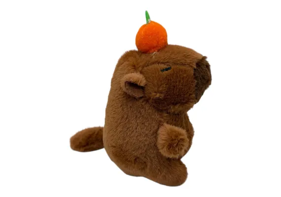 Jucarii de plus - Capybara de plus 12.5 cm – jucarie interactiva adorabila, care da din coada la tragerea atei, perfecta pentru copii si colectionari, 