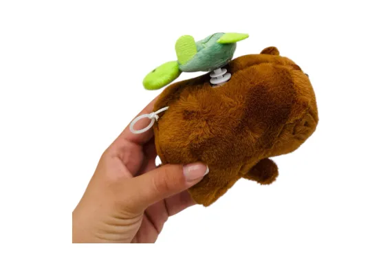 Jucarii de plus - Capybara de plus 12.5cm cu broasca testoasa rotativa – jucarie adorabila si interactiva, BaoBao