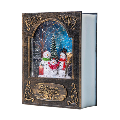 Articole pentru Craciun - Carte luminoasă Crăciun LED muzical 20 cm – decor NEGRU cu colinde