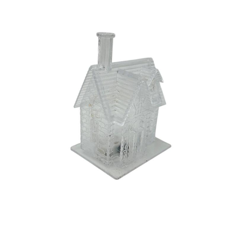 Casuta decorativa transparenta cu lumini LED, baterii incluse, 11x8x6cm [1]
