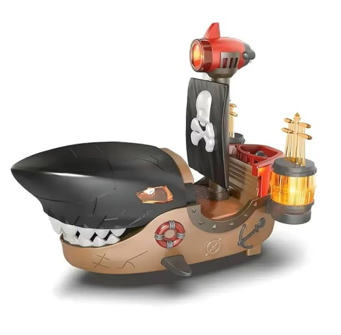 Corabie pirat Mecha Shark 22x13x17 cm cu lumini si muzica, mers cu evitare obstacole, jucarie electrica [1]