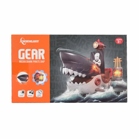 Corabie pirat Mecha Shark 22x13x17 cm cu lumini si muzica, mers cu evitare obstacole, jucarie electrica [4]