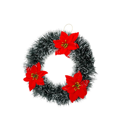 Coronita de Craciun artificiala 30 cm cu flori rosii poinsettia [1]