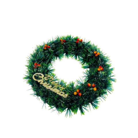 Coronita de Craciun artificiala 30 cm cu fructe decorative si mesaj auriu Merry Christmas [2]
