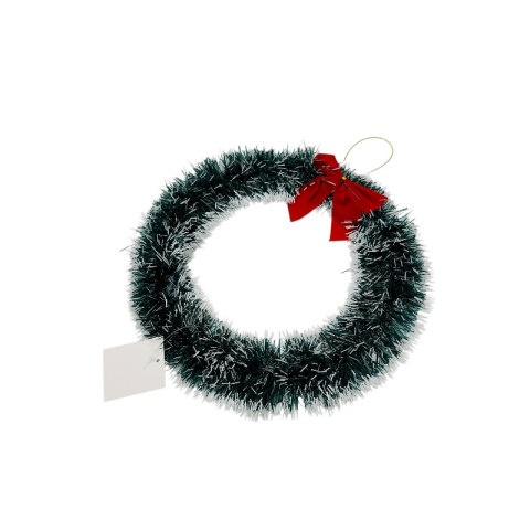 Articole pentru Craciun - Coronita de Craciun artificiala 30 cm cu funda rosie decorativa