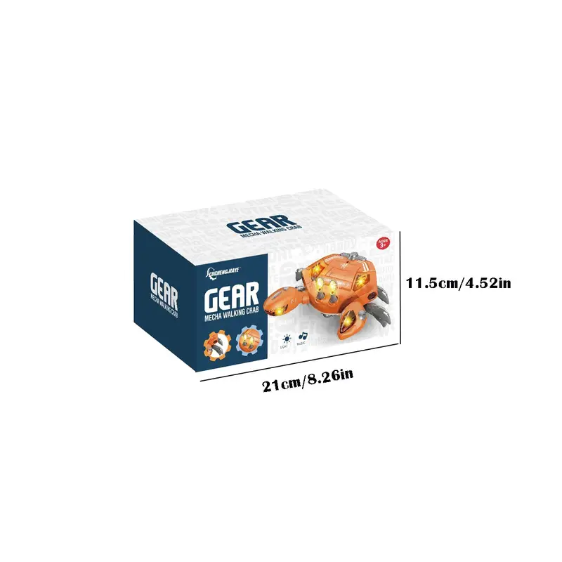 Crab robotic GEAR Mecha Walking cu lumini LED si muzica, jucarie electrica care merge singura, portocaliu/gri [3]