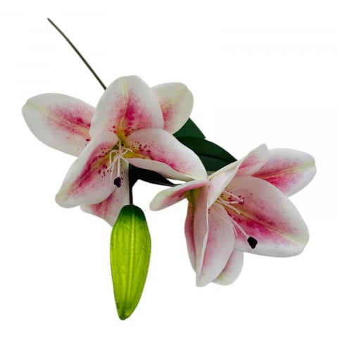 Idei de cadouri - Crin Imperial artificial, 2 flori+ boboc, 67cm, roz+alb