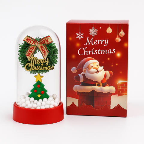 Articole pentru Craciun - Cupola decorativa de Craciun cu lumini led, 15.5x9x9cm