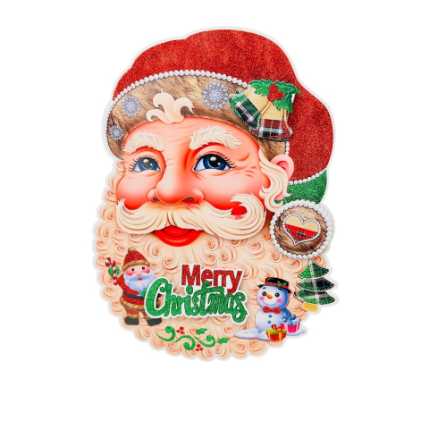 Articole pentru Craciun - Decor Craciun 3D chip Mos Craciun – Merry Christmas, 45x30 cm