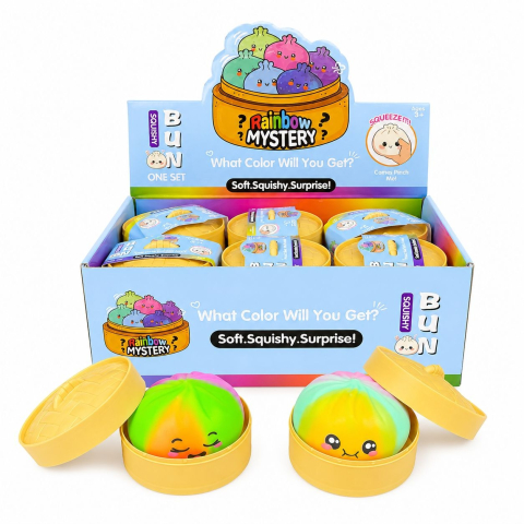 Jucarii antistres si senzoriale - Dumpling Squishy Rainbow Mystery cu Spumă 8,5 cm - Jucărie Antistres Surpriză