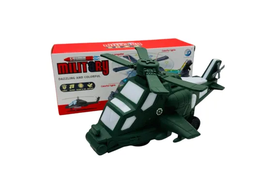 Jucarii, Copii & Bebe - Elicopter Militar de Jucarie cu Lumini si Sunete, 26x12x11 cm - Actiune si Aventuri 