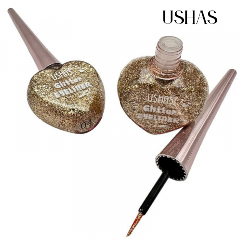 Eyeliner Glitter Ushas 04, 12g – Liner cu sclipici in ambalaj in forma de inima, look luminos si rafinat, BaoBao [1]