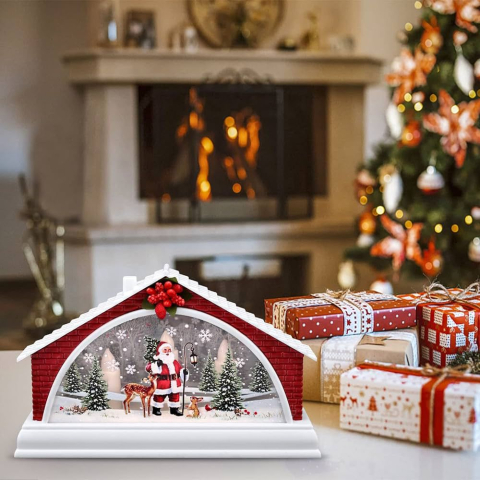 Felinar decorativ Crăciun cu LED & sticlă gravată 10×15 cm [2]