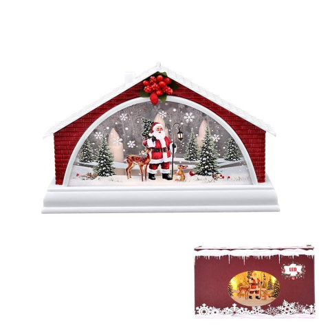 Felinar decorativ Crăciun cu LED & sticlă gravată 10×15 cm [3]