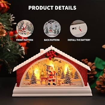 Articole pentru Craciun - Felinar decorativ Crăciun cu LED & sticlă gravată 10×15 cm