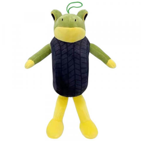 Jucarii de plus - Froggo Drift aproximativ 30cm – Jucarie Plus Broasca Verde cu Anvelopa Neagra si Design Amuzant | BaoBao