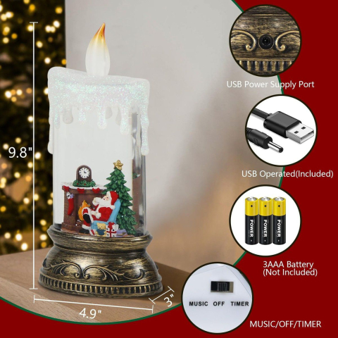 Glob decorativ Crăciun 25 cm LED muzical cu efect zăpadă [4]