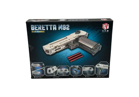 Jucarii, Copii & Bebe - Joc de constructie pentru Baietei, forma de pistol, Beretta, 349 pcs, 37×27.5×5.5cm, +6ani 